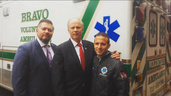 U.S. Rep. Dan Donovan (center) with Liam McCabe (left) and Sept. 11 first responder Shaya Gutleizer. Photo courtesy of Brooklyn South Conservative Club