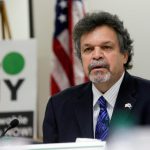 Assemblymember Felix Ortiz (D-Brooklyn) speaks during a public forum on climate change on Monday in Albany. Nearly two dozen state lawmakers want New York's public pension fund to drop stock holdings in oil, natural gas and coal companies as part of a movement against global warming. AP Photo/Mike Groll