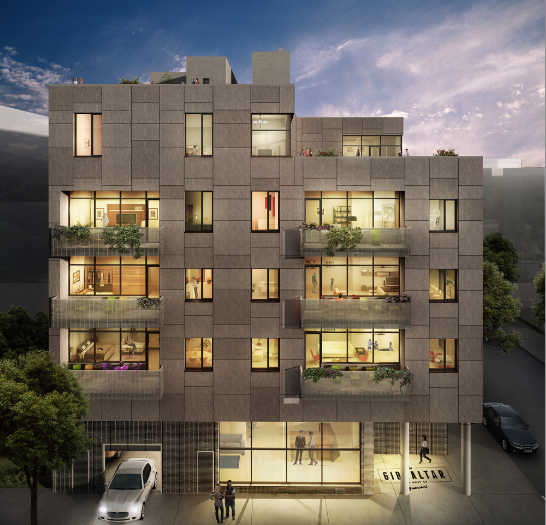 We took Greenpoint construction photos, but renderings are more interesting, so they go first. This is the Gibraltar at 160 West St. Rendering courtesy of Bryan Atienza and Ryan Serhant