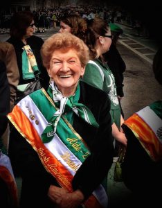 Virginia “Gina” Sheehan has been marching in both the Manhattan and Brooklyn St. Patrick's Parades for many years. Photo by Daniel Sheehan