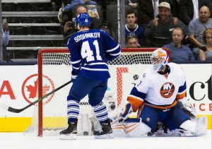 After learning that he would be the Islanders’ starting goalie for the remainder of the season, Thomas Greiss surrendered the game-winning shootout goal to Nikita Soshnikov during Wednesday’s 4-3 loss in Toronto. AP photo
