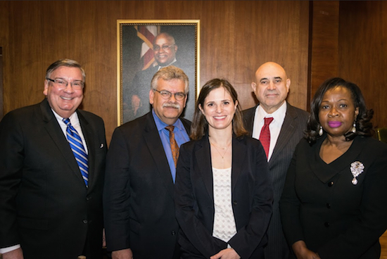 Wrongful convictions and actual innocence were the topic of Wednesday night's CLE seminar at the Brooklyn Bar Association. Pictured from left: Hon. Matthew J. D'Emic, Mark J. Hale, Karen A. Newirth, Hon. John M. Leventhal and Hon. Sylvia O. Hinds-Radix. Eagle photos by Rob Abruzzese