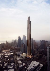 Brooklyn's tallest tower will soar at 340 Flatbush Ave. Extension, right alongside landmarked Dime Savings Bank. Rendering by SHoP Architects via the Landmarks Preservation Commission