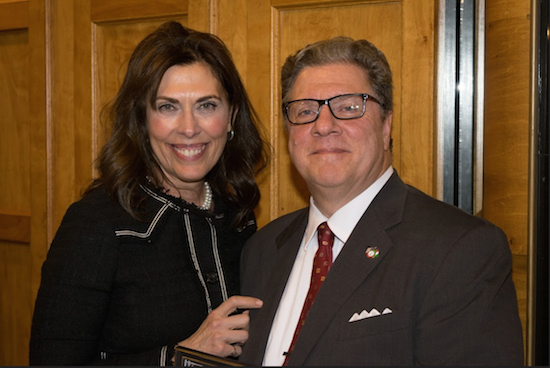 The Columbian Lawyers Association of Brooklyn and its president RoseAnn Branda (left) welcomed attorney Anthony Lamberti (right) to its monthly meeting on Tuesday at which Lamberti gave a lecture on Elder Law. Eagle photos by Rob Abruzzese