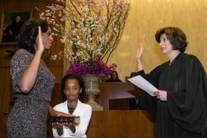 Justice LaShann DeArcy Hall was sworn in as the 62nd judge of the Eastern District of New York by Chief Judge Carol Bagley Amon at her investiture ceremony on Friday. Eagle photos by Rob Abruzzese