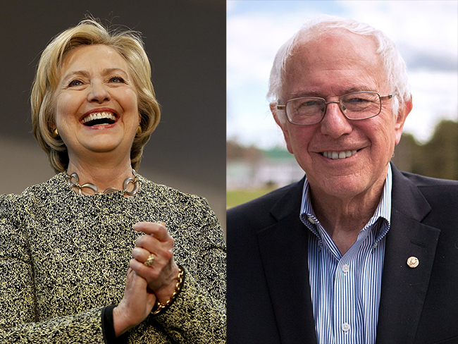 Democratic primary contenders Hillary Clinton and Bernie Sanders.