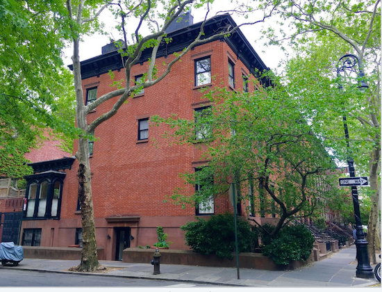 The house on the corner of this leafy block is 151 Clinton St., which is for sale. Eagle photos by Lore Croghan