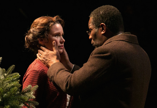 Maggie Lacey plays Nora and John Douglas Thompson is Thorwald in Theatre for a New Audience's new production of “A Doll's House.” Photo by Gerry Goodstein
