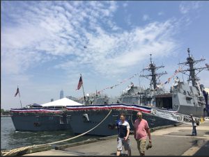 The USS Bainbridge (left) next to the USS Farragut. Eagle photos by Scott Enman