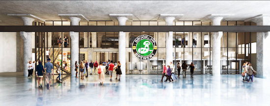 Brooklyn Brewery is expanding its operations and building a new brewery, headquarters and rooftop restaurant and beer garden at the Brooklyn Navy Yard’s Building 77. Renderings by Davis Brody Bond