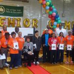 State Sen. Jesse Hamilton and City Councilmember Robert Cornegy are picture with Central Brooklyn Senior Games medal winners. Photo courtesy of Sen. Hamilton’s Office