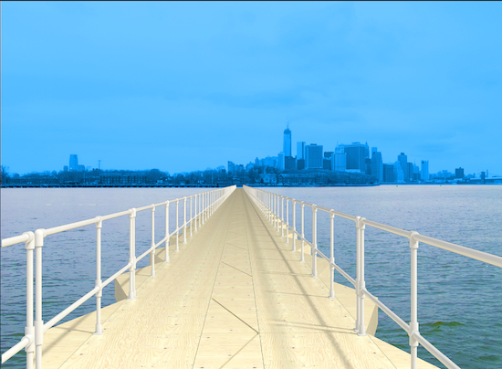 The current rendering of “Citizen Bridge” which will connect Red Hook to Governors Island. Photo courtesy of Nancy Nowacek