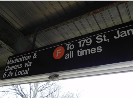The sign at the 18th Avenue F train station in Borough Park. Eagle photo by Paula Katinas