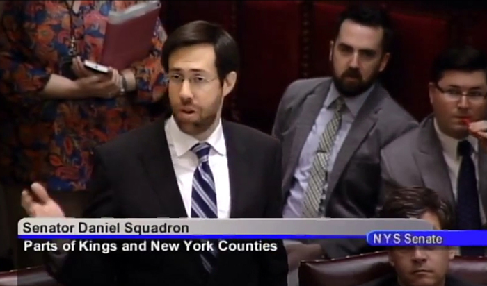 State Sen. Daniel Squadron performed a modified version of the Tony-nominated Broadway musical “Hamilton” on the Senate floor to draw attention to ticket scalpers. Courtesy Sen. Daniel Squadron’s Office