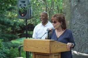 Joy Behar, host of “The View,” spoke at last weekend’s ceremony. Brooklyn Borough President Eric Adams is pictured in the background. Photos: Qlick Photography