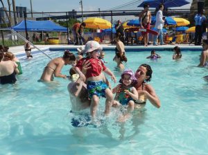 A new parent group is urging Brooklyn Bridge Park to keep its popular pop-up pool open past its five-year mandate. The little pool is scheduled to close at the end of this summer. Eagle photo by Mary Frost
