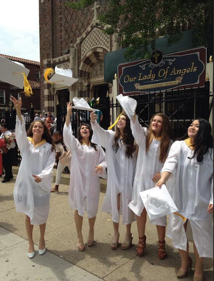 Members of the Class of 2016 celebrate after the graduation ceremony. Photo courtesy of Bishop Kearney High School