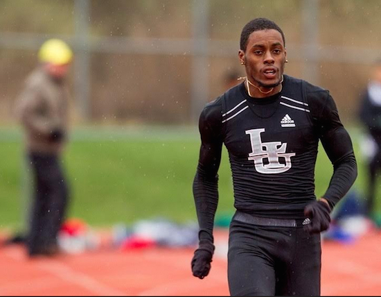Graduate student Brendon Rodney broke his own school record in the 200-meter dash last weekend in Jacksonville, Florida and qualified for this month’s NCAA Outdoor National Track Championships in Eugene, Oregon. Photo courtesy of LIU-Brooklyn Athletics