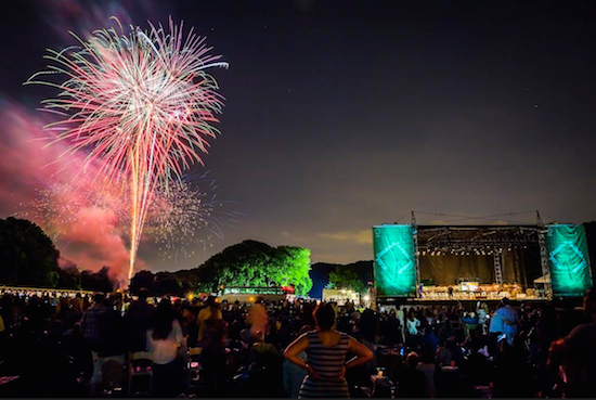 A fireworks display after the New York Philharmonic’s concert in Prospect Park last year. Photo by Chris Lee