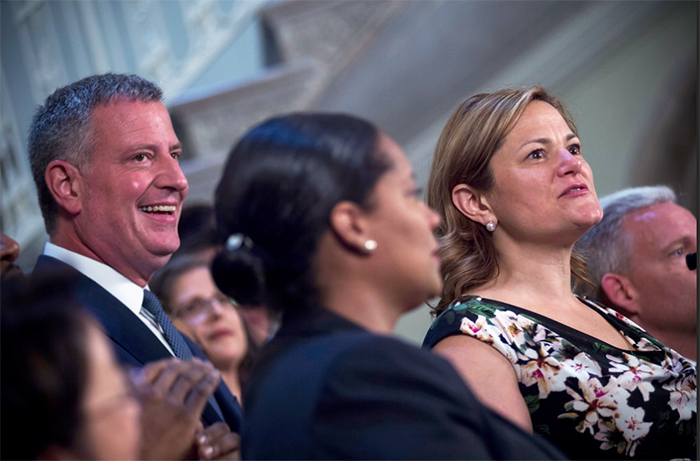 Mayor Bill de Blasio (above left) announced on Wednesday that he has reached a Fiscal Year 2017 budget agreement with Speaker Melissa Mark-Viverito (shown right) and the City Council. Photo by Ed Reed/Mayoral Photography Office