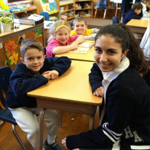 Students from Fontbonne Hall Academy got a close-up view of early childhood education during their visits to St. Patrick Catholic Academy. Photos courtesy of St. Patrick Catholic Academy