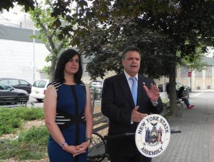 Assembly members Felix Ortiz and Nicole Malliotakis said New York State should be doing more to help military service members and their families. Eagle photo by Paula Katinas