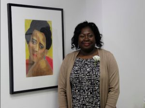 Muriel Fenner evokes creative expression through her drawing “Reflection,” featured in “Transformations: Seeking Clarity Through Art” at Maimonides Medical Center. Photos courtesy of Maimonides Medical Center