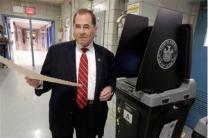U.S. Rep. Jerrold Nadler, D-NY, scans his ballot after voting on New York's Upper West Side on Tuesday. AP Photo/Richard Drew
