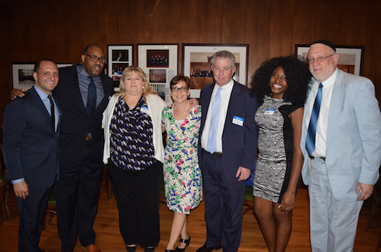 The Brooklyn Bar Association recently held a Pro Bono Fair to help inexperienced lawyers get a jumpstart into their legal careers. Pictured from left: Daniel Antonelli, Sidney Cherubin, Roseann Hiebert, Diana Szochet, Andrew Fallek, Amber Evans and Martin S. Needelman. Eagle photos by Rob Abruzzese