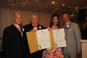 The Columbian Lawyers Association of Brooklyn honored outgoing President RoseAnn C. Branda and installed new President Dean Delianites during its annual dinner dance on Friday. Pictured from left: Gregory T. Cerchione, Delianites, Branda and Steve Bamundo. Eagle photo by Mario Belluomo