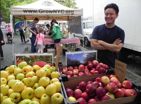 Sam Lama of Knoll Krest Farm was selling apples on the opening day. Eagle photos by Paula Katinas