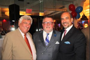 Bruno Codispoti (right), past president of the Columbian Lawyers Association of Brooklyn, was among the honorees at the Stars & Stripes Club annual dinner on June 22. Codispoti is pictured with Hon. Frank Seddio (left), chairman of the Kings County Democratic Party and president of the Brooklyn Bar Association, and Joseph Bova, leader for the 49th Assembly District. Eagle photo by Mario Belluomo
