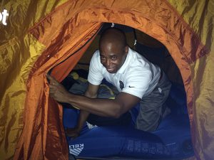 Brooklyn Borough President Eric Adams and others slept in tents Saturday night to spotlight the city’s offer to pay $100 million for the land needed to complete the long-promised 28-acre Bushwick Inlet Park. Courtesy of the Office of the Borough President