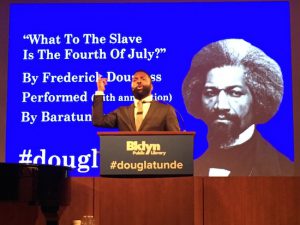 Baratunde Thurston performs Frederick Douglass’ speech with fiery passion. Eagle photos by Scott Enman