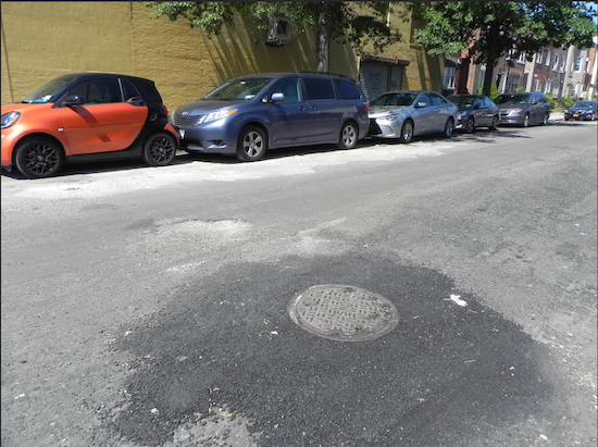 The roadway on 56th Street near 18th Avenue in Borough Park is one of several blocks set to be resurfaced by the Department of Transportation. Eagle photo by Paula Katinas