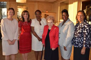 The National Association of Women Judges (NAWJ), New York Chapter honored three during its annual dinner last week. Pictured from left: Hon. Leslie E. Stein; Marie Komisar, executive director of the NAWJ; Hon. Kathy J. King, president of the NY Chapter of NAWJ; Hon. Betty Weinberg Ellerin; Hon. Darcel Clark; and Hon. La Tia W. Martin (who received the award on behalf of Chief Judge Janet DiFiore, not pictured). Eagle photos by Rob Abruzzese