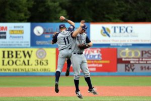 Tuesday’s doubleheader was twice as nice for the Cyclones as they swept the arch rival Yankees and moved within three games of first-place Hudson Valley in the ever-tightening McNamara Division race. Eagle photos by Jeff Melnik