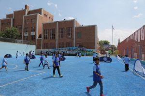 Kids play on a state-of-the-art soccer field in Sunset Park donated by NYCFC and the United Arab Emirates embassy. Photos courtesy of NYCFC.com
