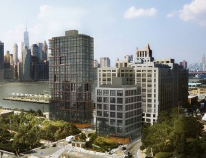 The Brooklyn Heights Association filed a lawsuit on Thursday to halt a controversial two-tower development planned for Pier 6 in Brooklyn Bridge Park. Shown: The two towers can be seen above, center and left.  Rendering courtesy of ODA-RAL Development Services - Oliver's Realty Group