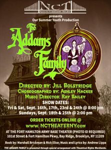 Narrows Community Theater will present “The Addams Family” in Bay Ridge. Opening night is Sept. 16. Photo courtesy of Narrows Community Theater
