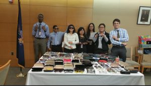 The summer interns of the Brooklyn court system collected 264 pairs of eyeglasses, reading glasses and sunglasses during a recent charity drive. Photos courtesy of Charmaine Johnson.