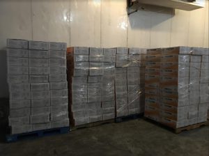 Boxes of stolen frozen eels sit stacked up in a Sunset Park warehouse. Photo courtesy of NYPD DCPI