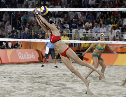 American volleyball Olympian Kerri Walsh Jennings celebrates her birthday today. AP Photo/Marcio Jose Sanchez