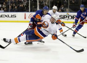 Brock Nelson and the rest of the Islanders were upended, 5-2, by the rival New York Rangers on Tuesday night at Madison Square Garden. AP photo