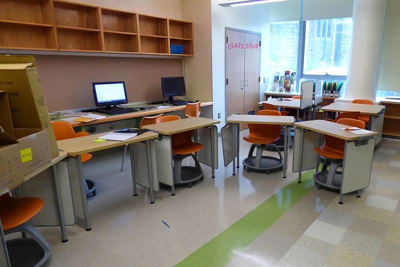 A classroom for kids with autism spectrum disorders. Eight high-functioning autistic students per grade will phase into the school. 