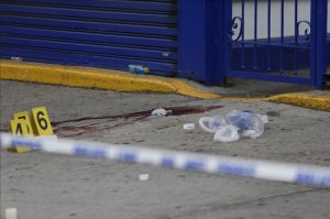 This is the crime scene on Empire and Washington avenues where Tiarah Poyau, 22, was shot to death. Eagle photos by Andy Katz
