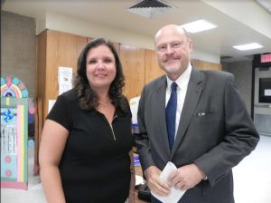 Joseph Lhota, senior vice president of NYU Langone, came to Community Board 10 on Monday to tell District Manager Josephine Beckmann and board members about plans to expand NYU Lutheran Medical Center. Eagle photo by Paula Katinas