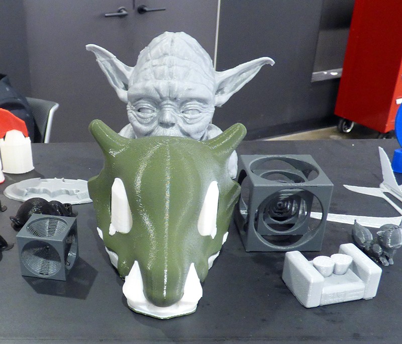 A few of the items 3D printed by students in the new MakerSpace. Photo by Mary Frost