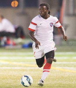 For the second time in a week, senior forward Yussuf Olajide scored the game-winning goal in double overtime at Brooklyn Bridge Park as St. Francis Brooklyn edged Saint Peter’s 2-1 in its fifth marathon game of the young season. Photo courtesy of St. Francis College athletics