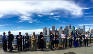Religious leaders of diverse faith traditions assemble on the Brooklyn Heights Promenade for a 9/11 memorial service. Eagle photos by Lore Croghan